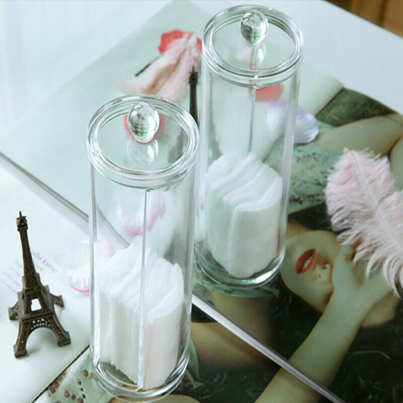 Acrylic Round Contain Cosmetic Makeup Cotton Pad Organizer Jewelry Hold XJG