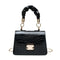 Alligator PU Shoulder Bag Women Pleated Totes Retro Chain Handbag (Black)