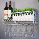 Wall-Mounted Iron Wine Rack Wine Bottle Holder With Glass Holder Family Bar