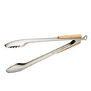 18.7 inch BBQ Food Tongs Clamp Stainless Steel Beef Baking Tongs Wood Handle