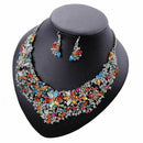 Women Alloy and Crystal Butterfly Necklace and Earring Set 40+7cm Multicolo