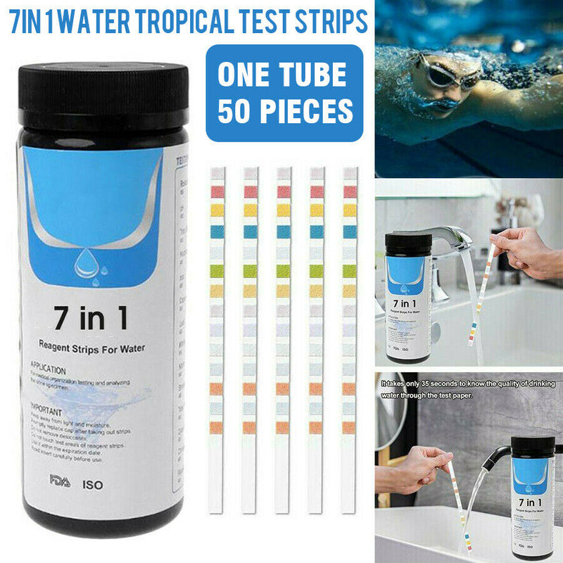 50 Pcs 7-in-1 Aquarium Fish Tank Water Test Strips Nitrite Nitrate PH Tester Kit