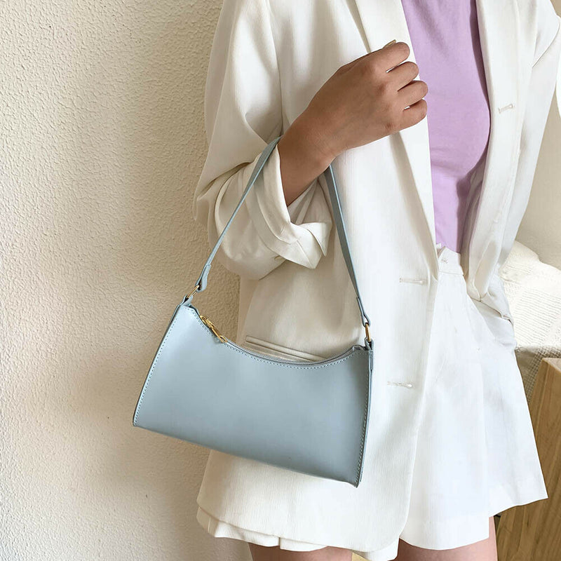 Fashion Pure Women Handbag Leather Female Small Shoulder Tote Bag (Blue)