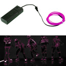 Purple Flexible EL Wire Neon Light 2M Dance Party Decor+Controller