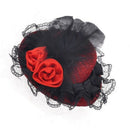 Black lace flower decoration Red mini top hat women crocodile hair clamp sh I5O2