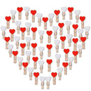 100 PCS Mini Wooden Clasps Heart (White + Red) Clamps Wooden Decoration Sma