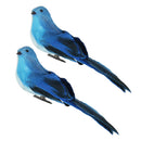 2pcs Blue Artificial Feathered Foam Birds with Clips Outdoor Garden Tree Decor