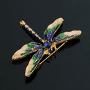Colorful Women Dragonfly Crystal Drip Brooch Enamel Insect Lapel Pin (Blue)