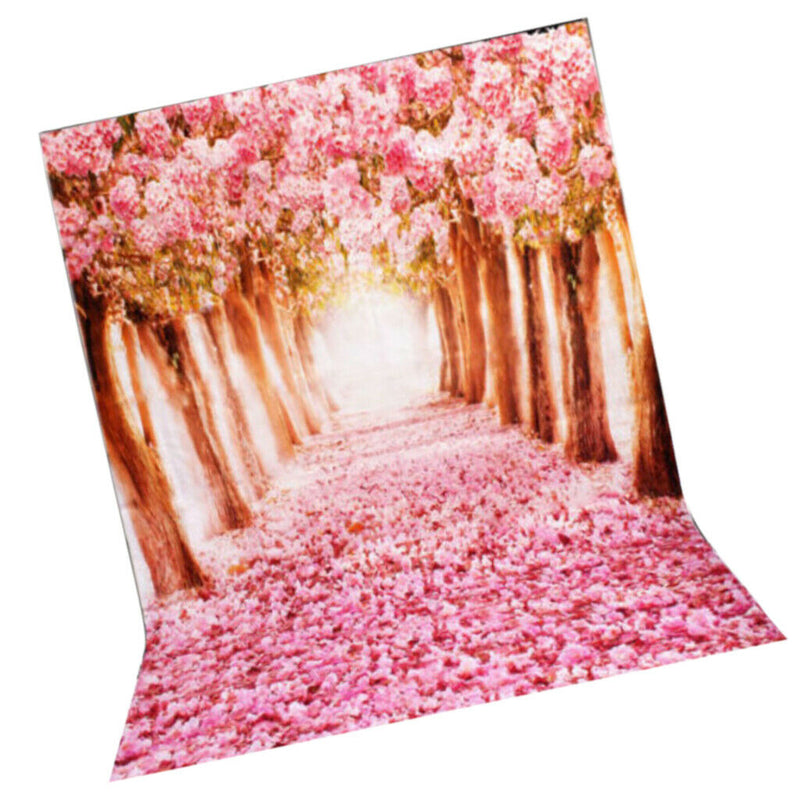 1.5m*1m Sakura Flower Road Photography Backdrop Cloth Wedding Background DIY