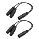 MagiDeal 2Pack XLR 3Pin Male to Dual Female Audio Mic Cable Connector 1ft