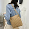 Women Lattice Pattern Shoulder Underarm Bags PU Portable Handbag (Khaki)