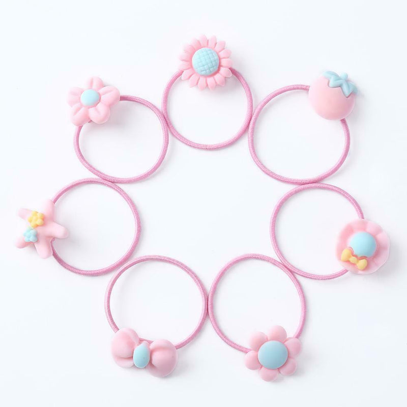 20pcs Cartoon Cute Elastic Hair Bands Kids Girls Rubber Bands (Pink) A