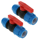 2xPlastic Core Straight Stop Valve For Standard Irrigation Applications,32mm