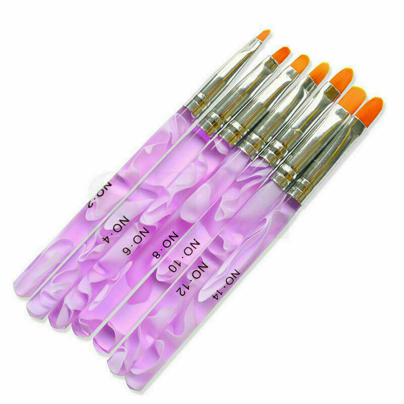 7x Nail Art UV Gel Painting Drawing Brushes Acrylic Flat Brush B Setes M5G5 R7A7