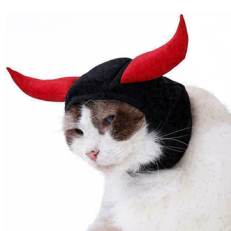Adjustable Pet Dog Cat Puppy Cattle Horn Decoration Hat For Halloween Chris A6Y8
