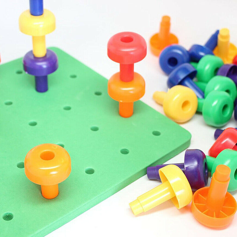 Pegboard Stacking Toddler Toys, Color Matching Pegboard Boys and Girls Gift,