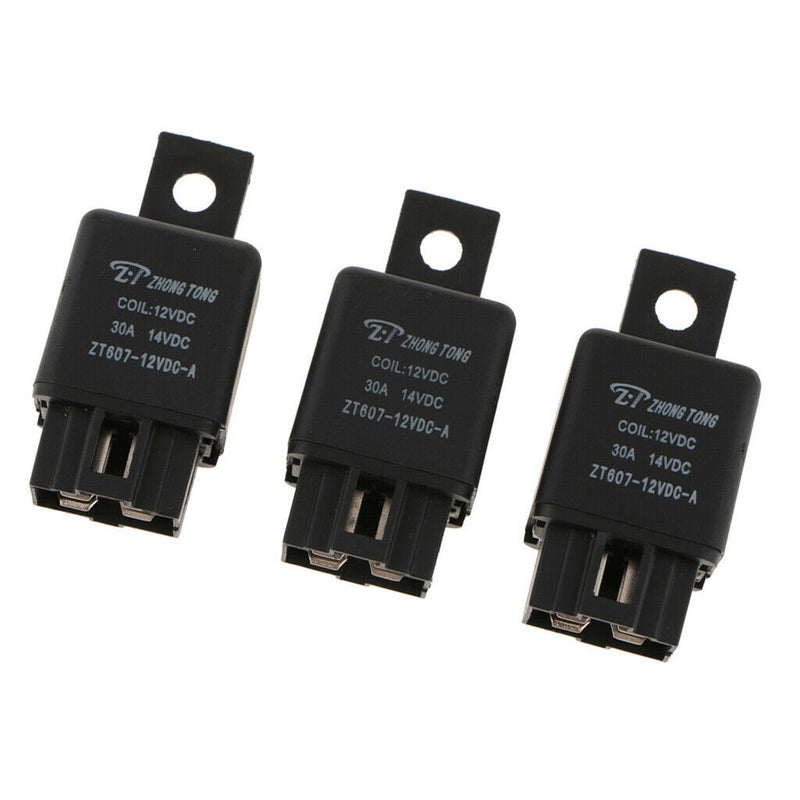 3PCS ZT607 4Pin 4P 12V 30A SPST Automotive Relay High Switching Capability