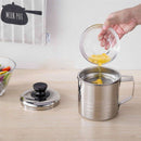 Oil Strainer Pot / Grease Can, 1.5 Quart Stainless Steel Oil Storage Can Co