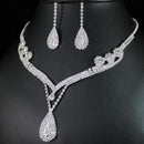 Bridal New Clear Austrian Crystal Rhinestone Water Drop Necklace Earrings Set FT
