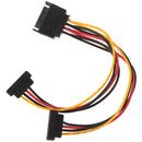 90 degree SATA 15-Pin Male to 2 x 15P Female Y Splitter Adapter Power Cable Dz