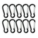 10 Pcs Black Aluminum Carabiner Spring Snap Clip Hooks Keychain Climbing New