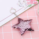Colorful Sequins Keychain Star Shining Girl Backpack Jewelry Gifts (Pink) A