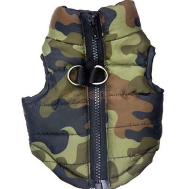 Camouflage Puppy Pet Dog Padded Vest Harness Coat Jacket Apparel Size XS