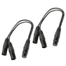 2X XLR 3Pin Female to 2 XLR Male Y Splitter Cable Adapter Converter Cord 1ft