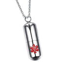 Necklace 55cm with urn pendant for reminders collection - emergency symbol