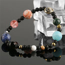 New Universe Solar System Galaxy Nine Planets Stone Beads Braided Bracelet Gift