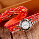 Alloy Quartz Watches Bracelet Watch Women Rhinestone Wristwatch (Orange) A