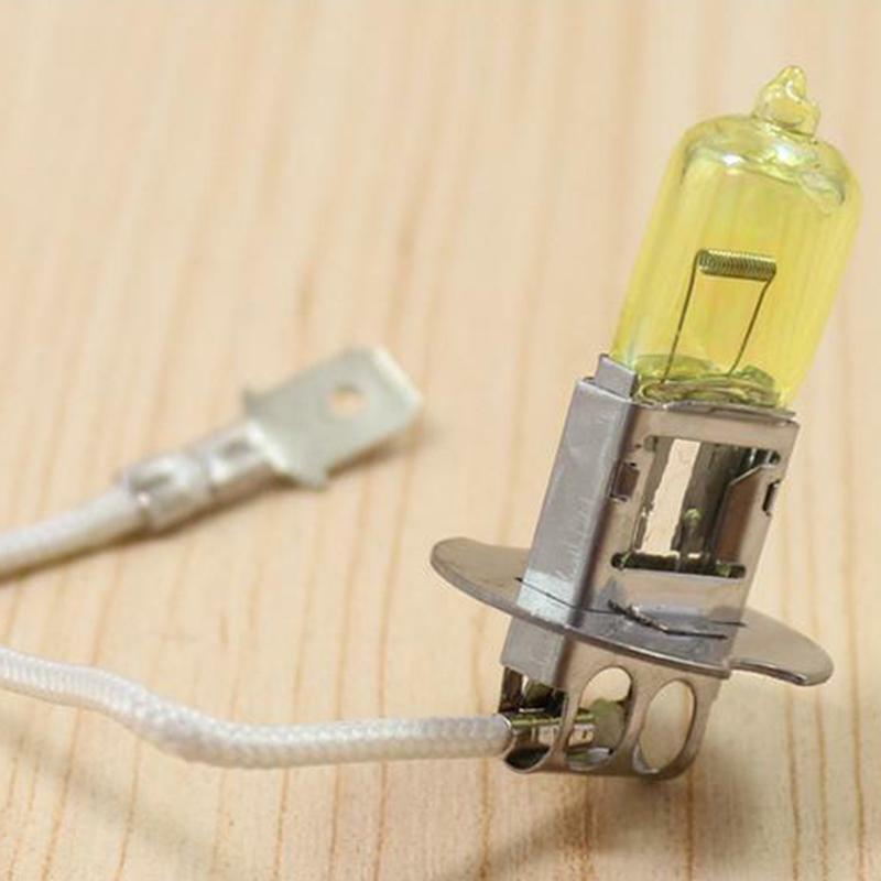 2PCS Car Vehicle H3 100W Hyper Yellow Halogen HeadLight Bulb High Beam Fog Lamp