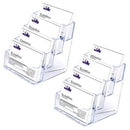 2Pcs 4 Pockets Plastic Business Card Holder Stand Clear Desktop Countertop  Y7O4