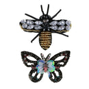 2x Rhinestone Butterfly Bee Beaded Embroidered Patch Sewing on Applique