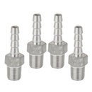 4Pcs 1/8"x6mm NPT Stainless Steel Thread Pipe Fitting Hose Tail Connector