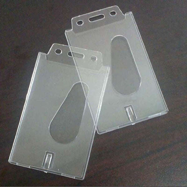 2X Vertical Transparent Hard Plastic Business Credit Card Id Badge Holder ox Bj