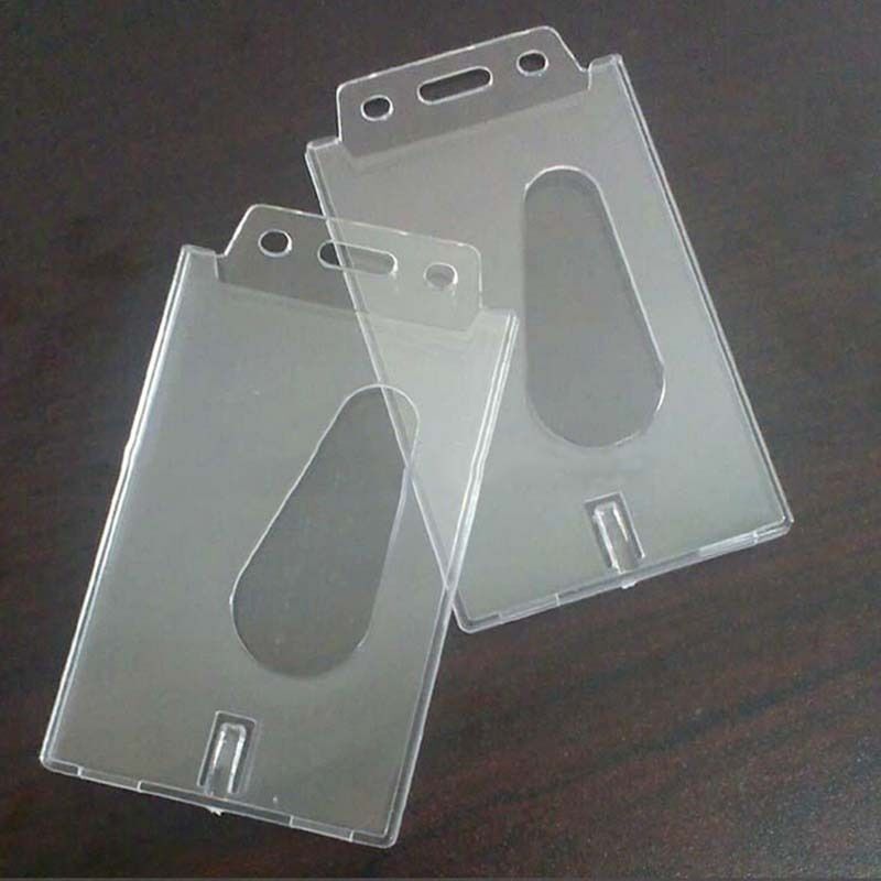 2X Vertical Transparent Hard Plastic Business Credit Card Id Badge Holder ox Bj