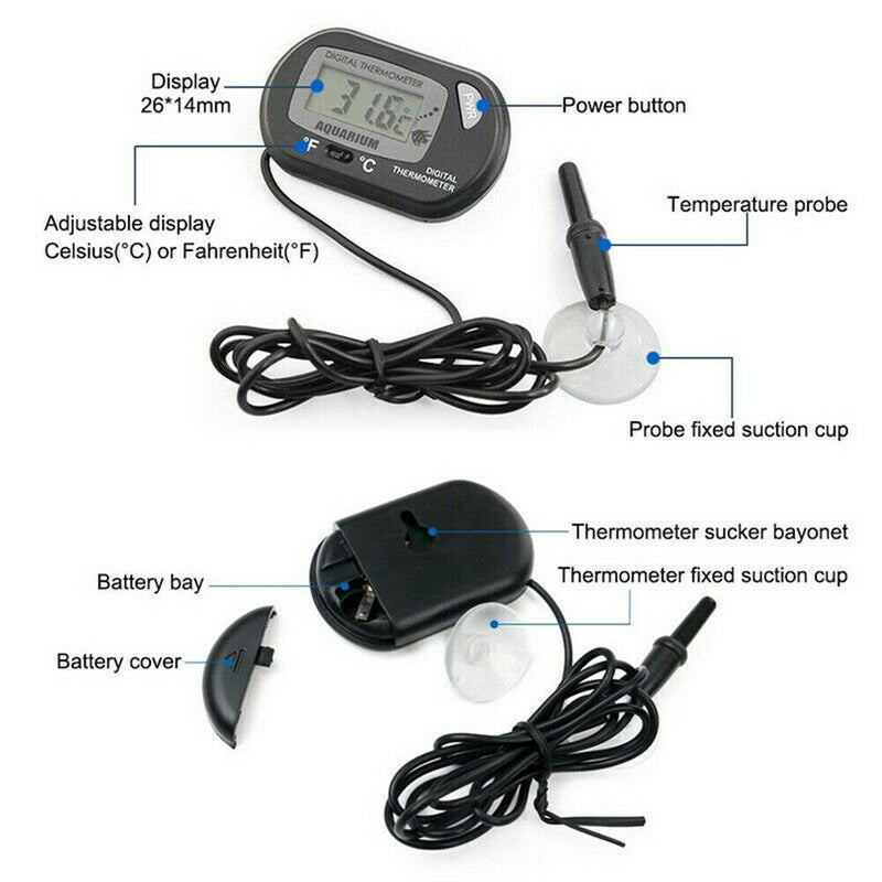 Useful Digital LCD Fish Tank Aquarium Marine Water Thermometer Temperature Black