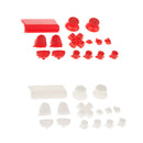 2 Set Replacement Full Buttons Cap Mod Kits for Sony PS4 Gamepad White+Red