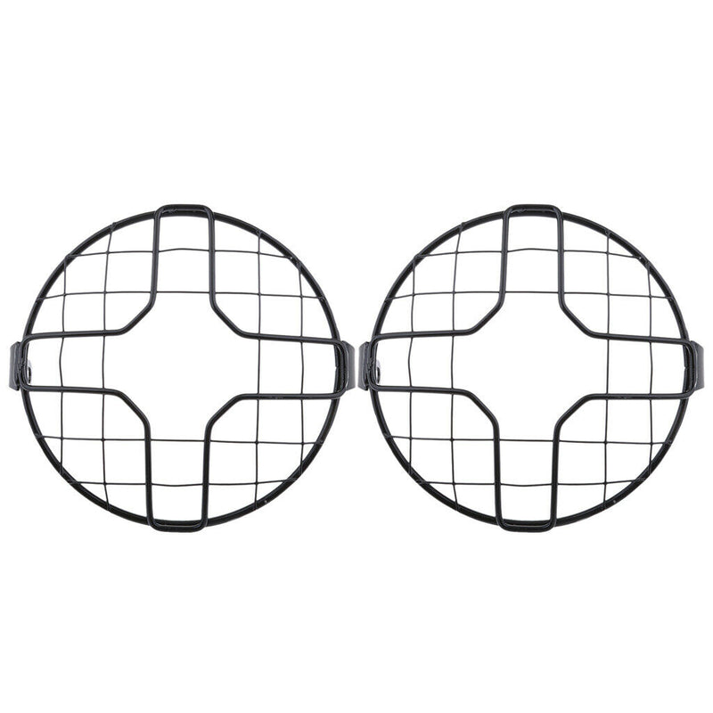 2pcs 7inch Universal Motorcycle Retro Metal Headlight Protector Guard Cover