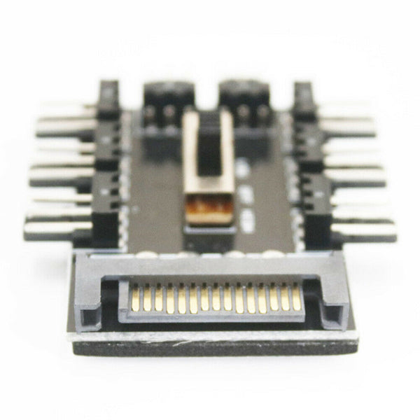 Splitter Cooling Fan Hub PC SATA 1 to 8 3Pin 12V Power Socket PCB Adapter