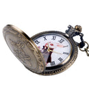 Fashion large bronze thin chain rabbit retro pocket watch retro Roman scale Q6E2
