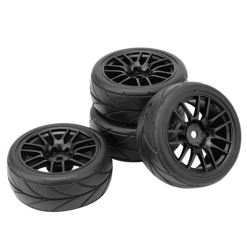 4Pcs 1/10 Rubber Tire Rc Racing Car Tires On Road Wheel Rim Fit For Hsp Hpi R5A6