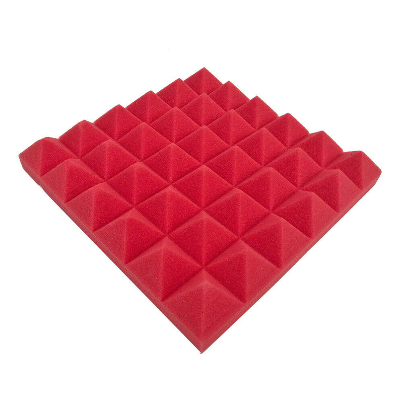 10x Soundproofing Foam Pads Polyurethane Studio Room Sound Treatment (Red)
