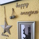 6 Pieces Natural Wood Word Art Sign Happy Dream Cute for Scrapbooking Card Craft