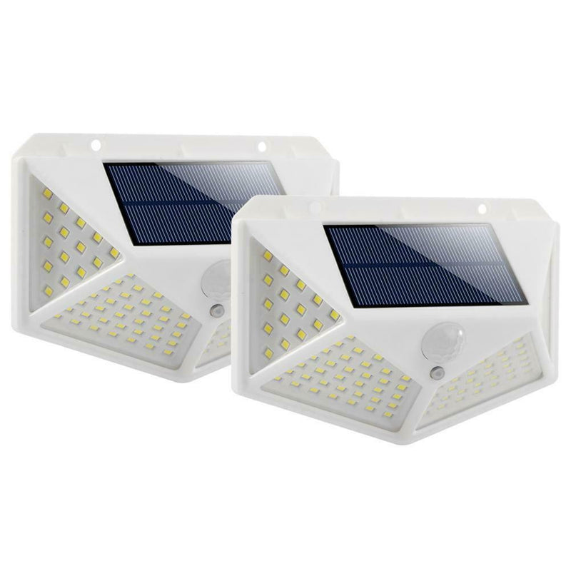2pcs 100LED Four-sided Solar Motion Sensor Wall Light Waterproof Yard Lamp