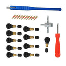 23pcs/set Car Valve Core+Valve Stem+Core Remover+Plastic Stem Puller+4 Way Tool