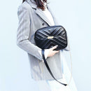 Women Simple Leather Crossbody Bag Chain Shoulder Messenger Handbag (Black) A