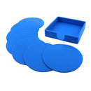 7pcs Rubber Silicone Hot Drink Coasters Round Place Mat Cup Holder,Blue