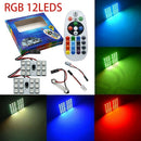 T10 RGB 12Led  Car Led Remote Control Rgb Car Led Panel Interior Auto LightS Hn